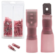 22-18 Gauge Red Heat Shrink 1/4" Quick Disconnects