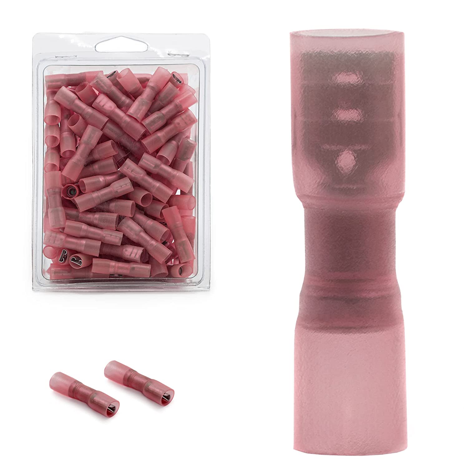 22-18 Gauge Red Heat Shrink 1/4" Quick Disconnects