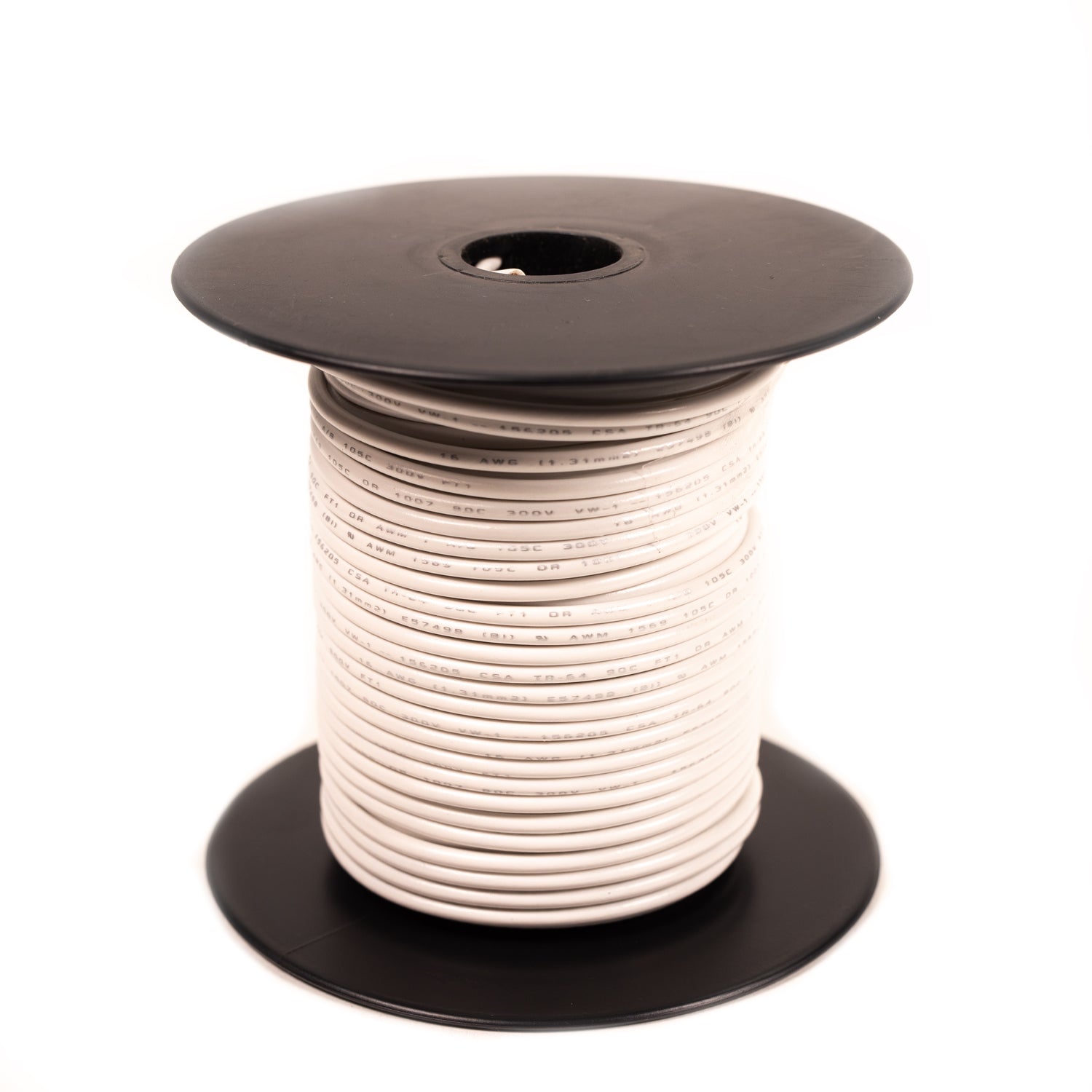 UL1007 300V Stranded White Wire, 22-16GA