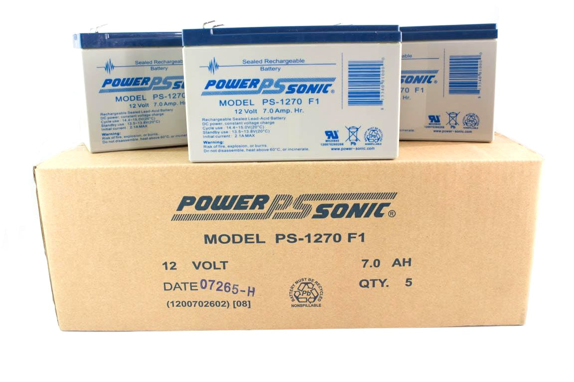 5 Pack 12V 7AH SLA Batteries with F1 Terminals