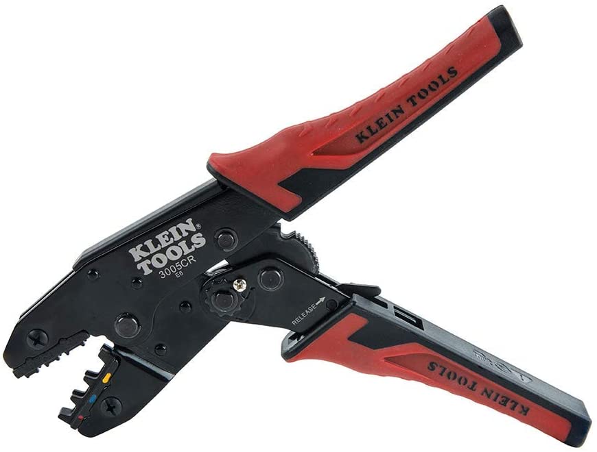 Ratcheting Wire Terminal Crimper Tool for Insulated Terminals 10 to 22 AWG GA Wire with Bonus 20Pk Red Butt Splice Connectors