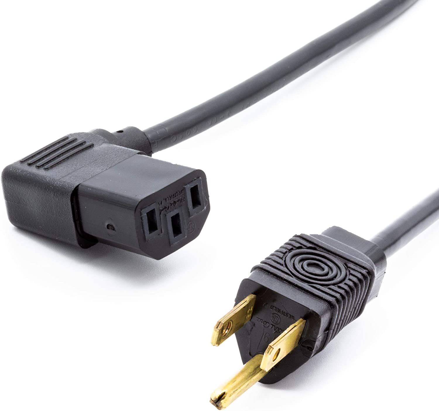 UL Approved 6 Feet Universal Computer Monitor Power Cord, Right Angle C13 Power Cable  - 5 Pack!