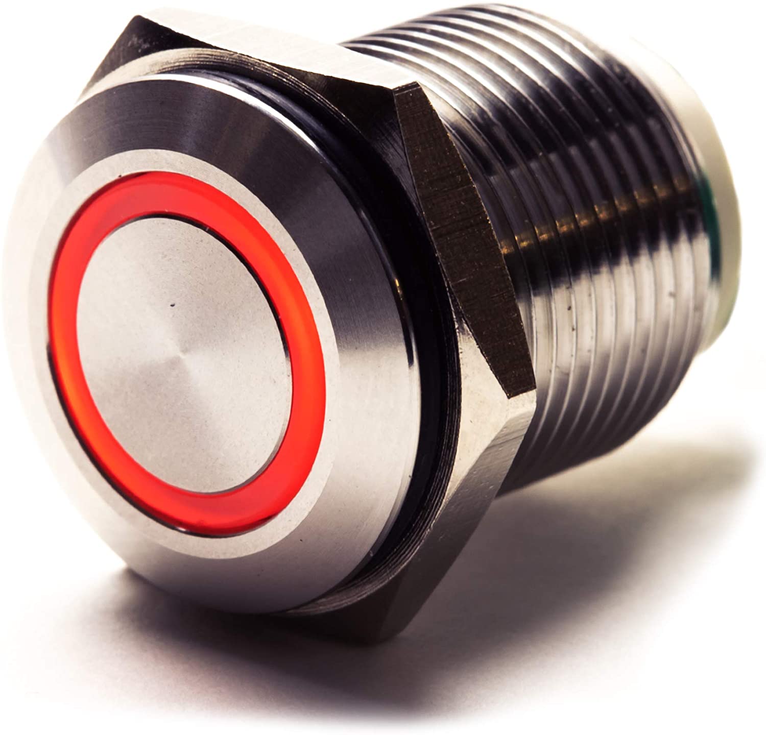 Red LED 5A Push Button Switch 12V LED Waterproof Stainless Steel Round 1NO / 1NC