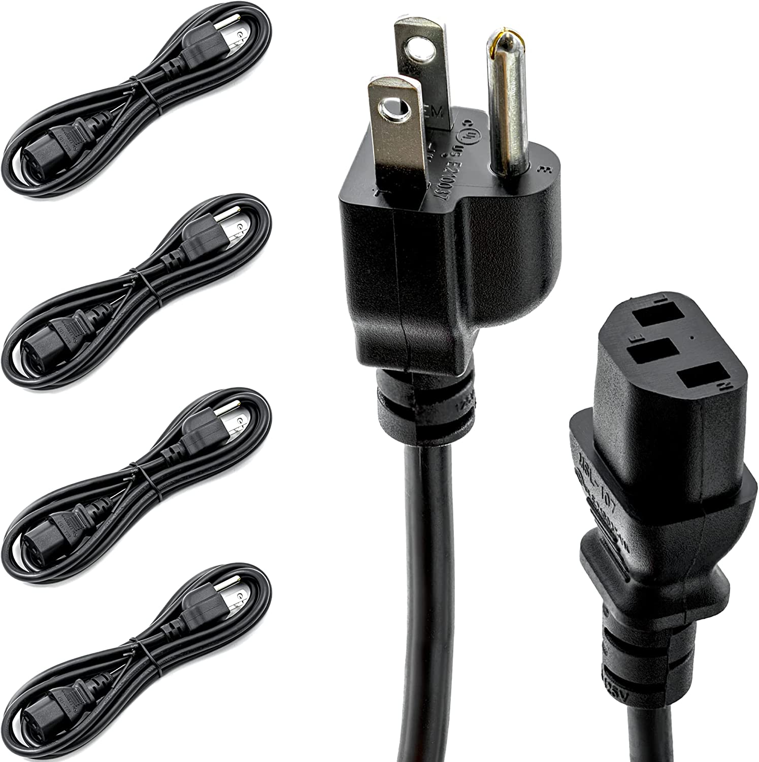 16/3 SJT 6' AC Computer style Power Cord NEMA 5-15P to IEC 320 C13
