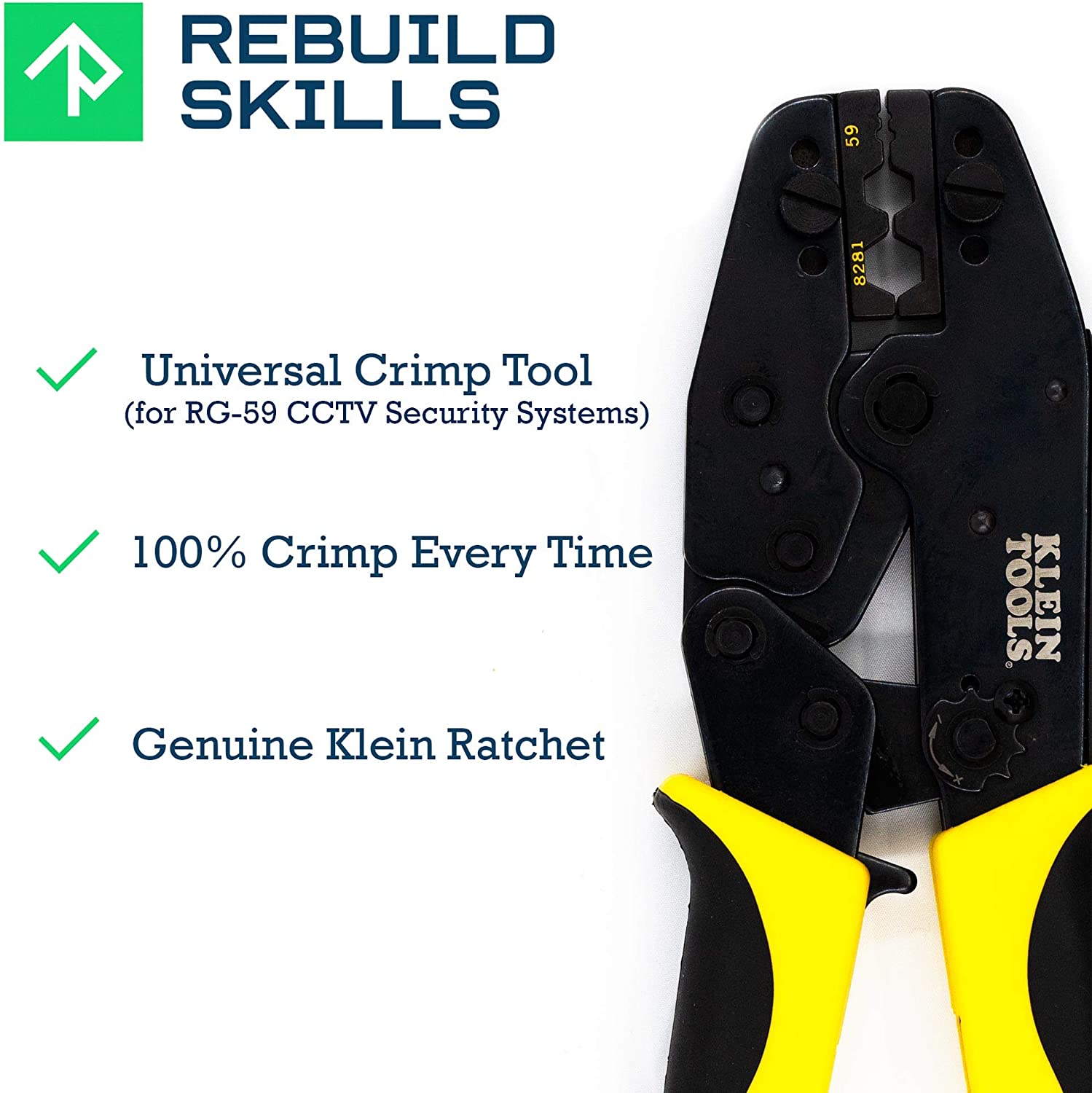 Coax Cable Crimper with Ratchet Tool for RG58 / RG59, BNC/TNC with Klein Ratcheting Crimp Tool