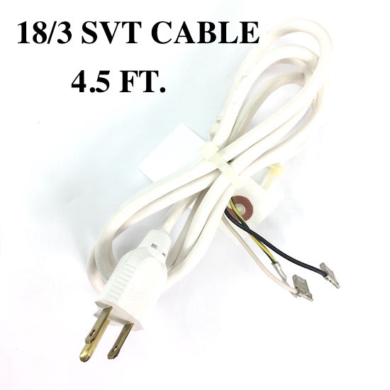 18/3 SVT 4 1/2ft, White, 3 prong to solderless ends,