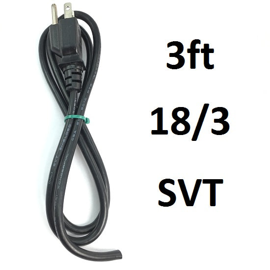 Shielded Power cord 18/3 3ft. Black