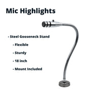 Rebuild Skills RBX-515SBG-18X Cardioid Dynamic Low Z Microphone with 18" Inch Gooseneck and Push-to-Talk Switch
