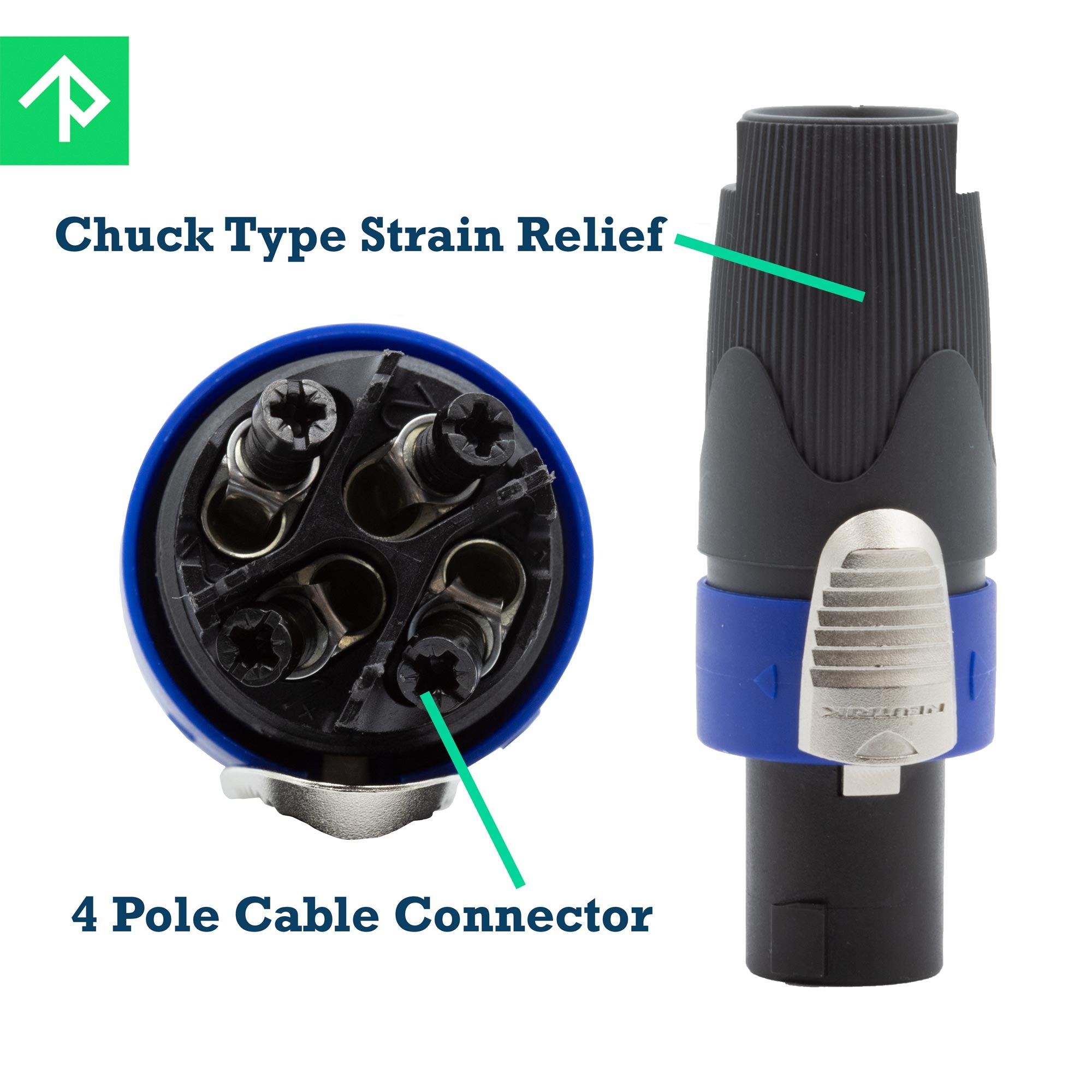 Neutrik NL4FX 4-Pole speakON Cable Connector, Dark Grey Bushing - 4pk