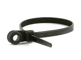 7.5" Black Cable Tie w/Mounting Hole, 100pk