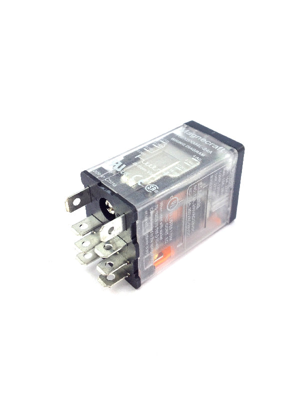 Relay 24VAC, 15A DPDT, LED, Push/Lock Door, .250 Term